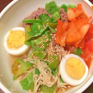 ピーマンたっぷり！牛肉冷麺